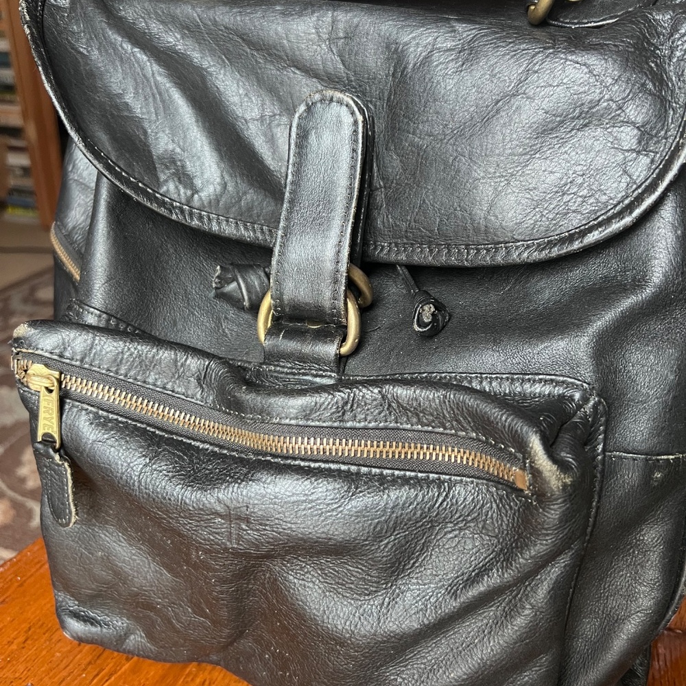 Frye Leather Backpack Bag Black Vintage